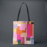 Modern färgfull geometrisk Abstrakt i mitten av år Tygkasse<br><div class="desc">Blocket abstrakt Färg - Rosa,  Gult,  Orange,  Brown,  lavender - Modern i mitten av århundradet.</div>