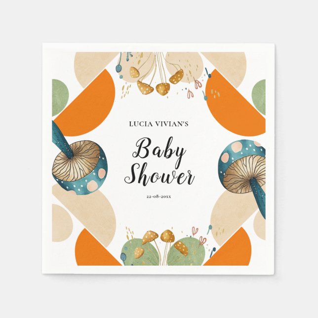 Modern färgfull geometrisk babystövel för svamp pappersservett (Framsidan)