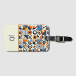 Modern färgfull geometrisk monogrammad bagagebricka