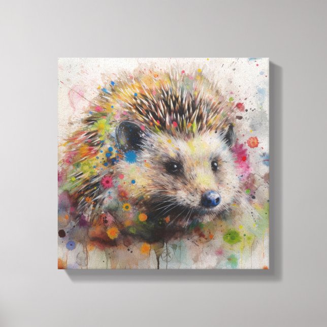 Modern färgfull Hedgehog Art Canvastryck (Framsida)