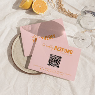 Modern färgfull retro QR-kod Whimsical Bröllop OSA Kort