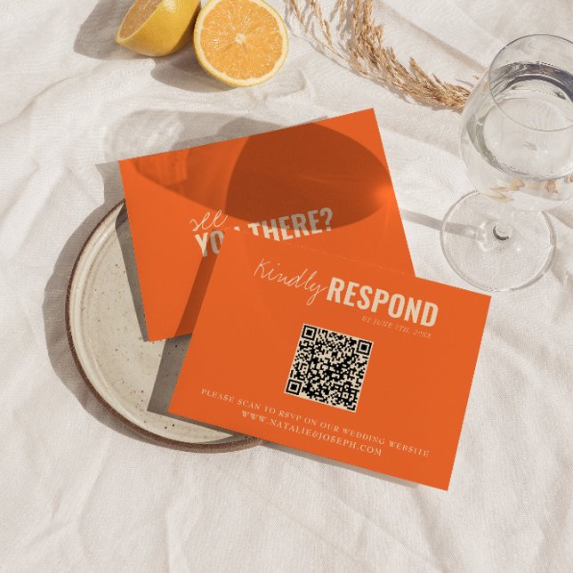 Modern färgfull retro Whimsical QR-kod Bröllop OSA Kort (Skapare uppladdad)