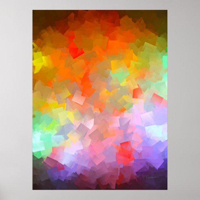 Modern Färgglad Abstrakt Explosion Kubism Konst Poster (Framsidan)