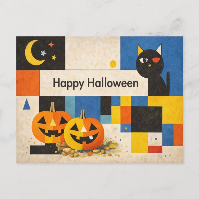 Modern Färgglad Abstrakt Halloween Helg Vykort (Framsida)