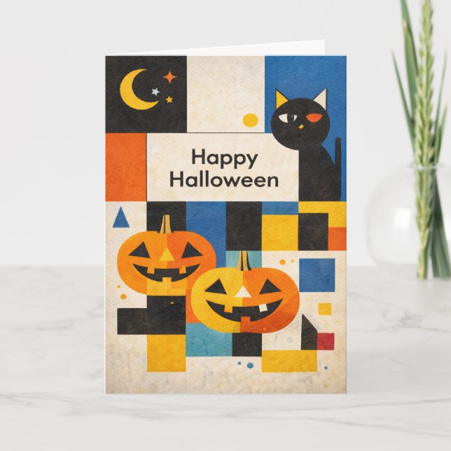 Modern Färgglad Abstrakt Halloween Kort (Framsida)