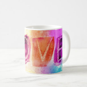Modern Färgglad Abstrakt Kärlek i Vattenfärg Kaffemugg