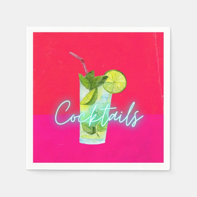 Modern Färgglad Cocktailbar Konst  Pappersservett (Framsidan)