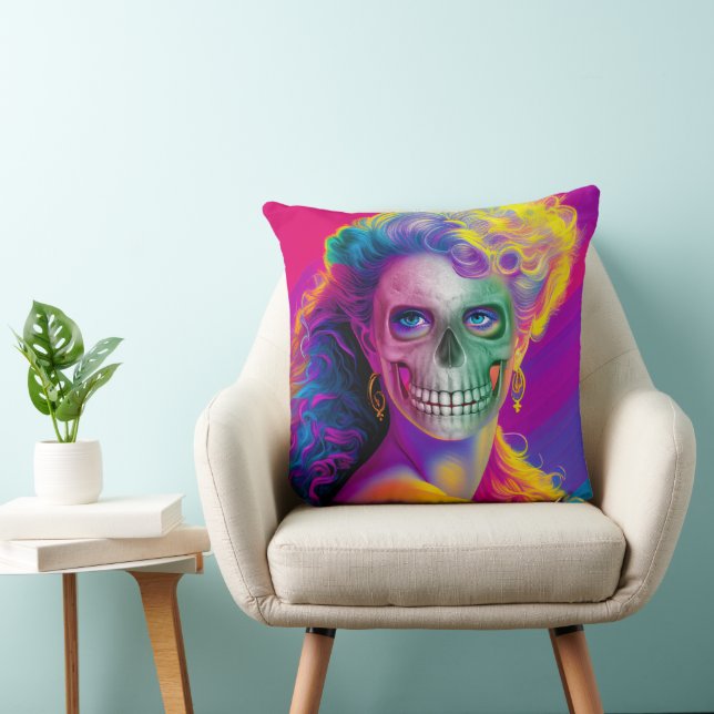 MODERN FÄRGGLAD DÖDSSKALLE HALLOWEEN-STIL KUDDE (Stol)