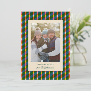 Modern Färgglad Geometrisk Familj Jul Foto Julkort