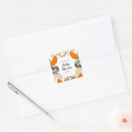Modern Färgglad Geometrisk Svamp Baby Shower Fyrkantigt Klistermärke