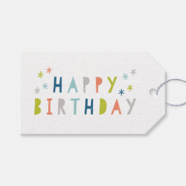 Modern Färgglad Glad Födelsedag Orange Blå Pojkar Presentetikett