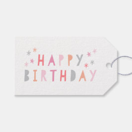 Modern Färgglad Glad Födelsedag Rosa Presentetikett