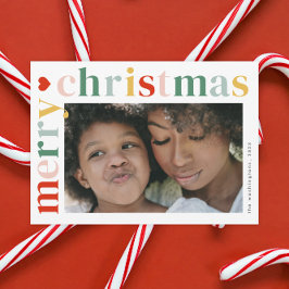 Modern Färgglad God Jul Foto Magnet Kort
