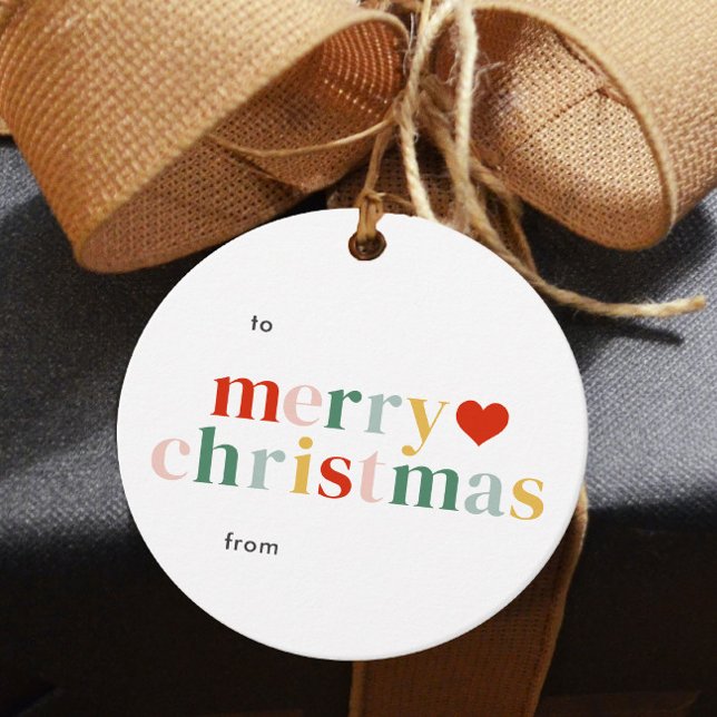 Modern Färgglad God Jul Present  Gåvor Etiketter (Modern colorful merry christmas gift tag.
)