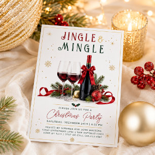 Modern Färgglad Julfest med Vin Inbjudningar
