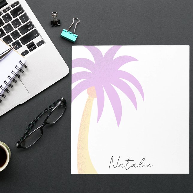Modern Färgglad Palmtree Elegant Stilren Monogram Anteckningsblock (Skapare uppladdad)