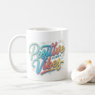 Modern Färgglad Positiv Vib Typografi Konst Kaffemugg
