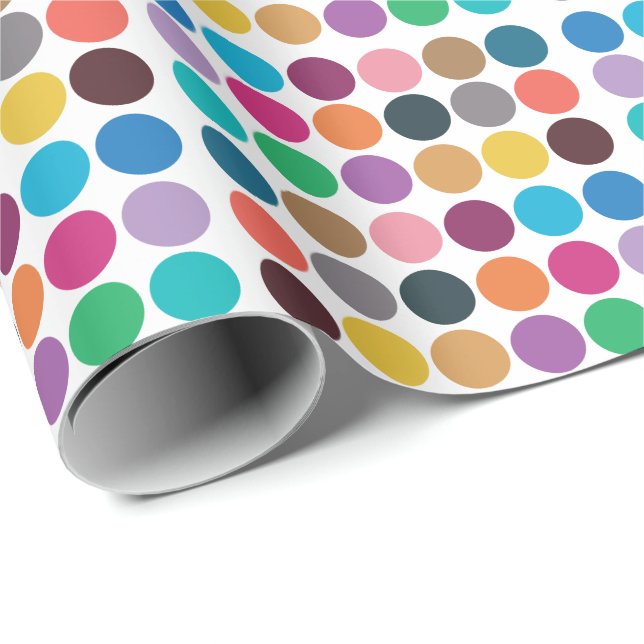 Modern Färgglad Prickig Baby Shower Födelsedag Presentpapper (Rullad Hörn)