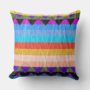 Modern färgglad Rand Chevron Leather Kudde