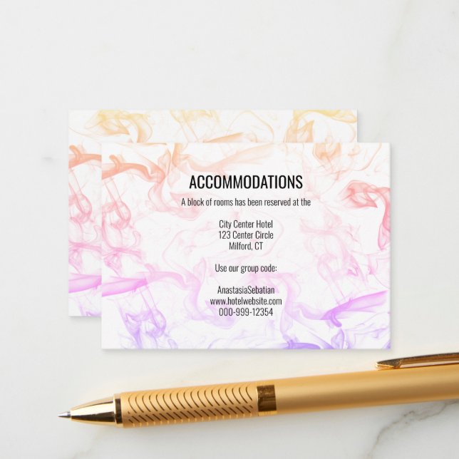 Modern Färgglad Regnbågsdimma Bröllopsmall Tilläggskort (Fram/Back In Situ)