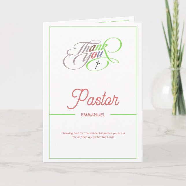 Modern Färgglad Skript Pastor Appreciation Kort (Framsida)