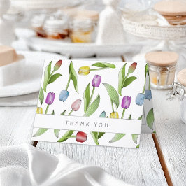 Modern Färgglad Tulpan Blommönster Tackkort