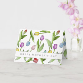 Modern Färgglatt Tulpan Blommönster Mors Dag Kort