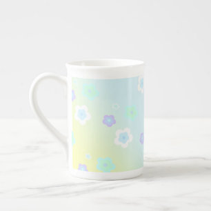 Modern färggradient blå blomma mönster gigly benporslin mugg