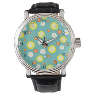 Modern färggradient Daisy blomma med mönster Armbandsur