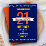 Modern färggrafi 21:a födelsedagen Party Inbjudningar<br><div class="desc">Inbjudan dina gäster med den här moderna 21-årsfestinbjudan. Lägg bara till all händelseinformation.</div>