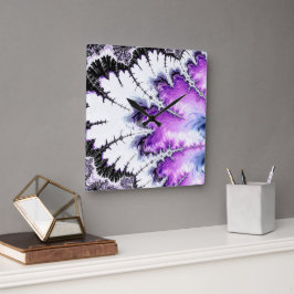 Modern färggrafik - Fractal Art Fyrkantig Klocka