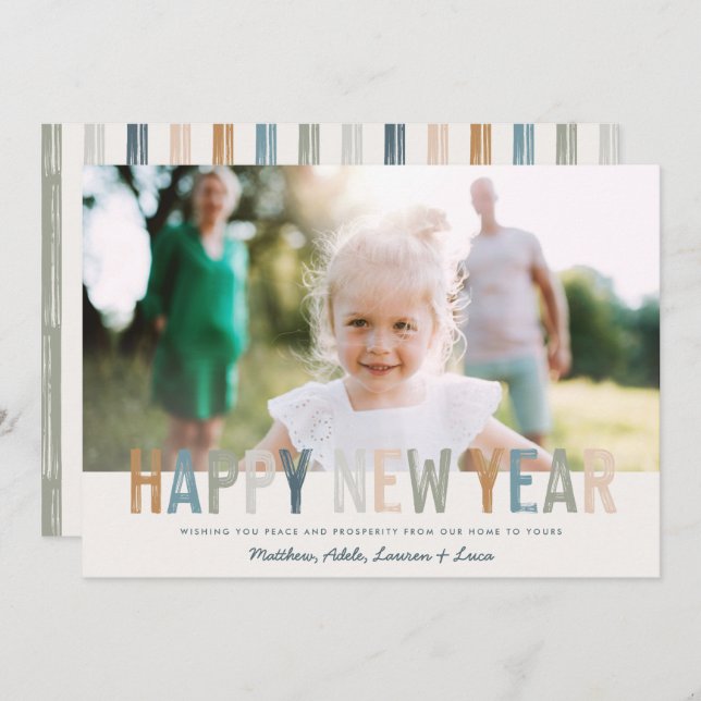 Modern färggrafisk typografibild nytt år (Fram/baksida)