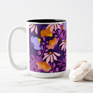 Modern färglös blomma Två-Tonad mugg