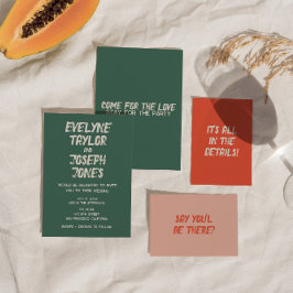 Modern, färglös brushstroke Retro Bröllop Inbjudningar