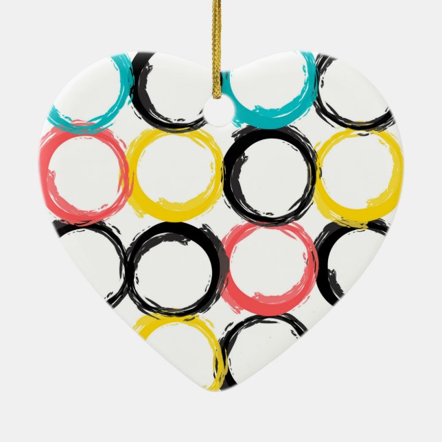 Modern, färglös, coola, unik, trendig cirklar julgransprydnad keramik (Baksidan)