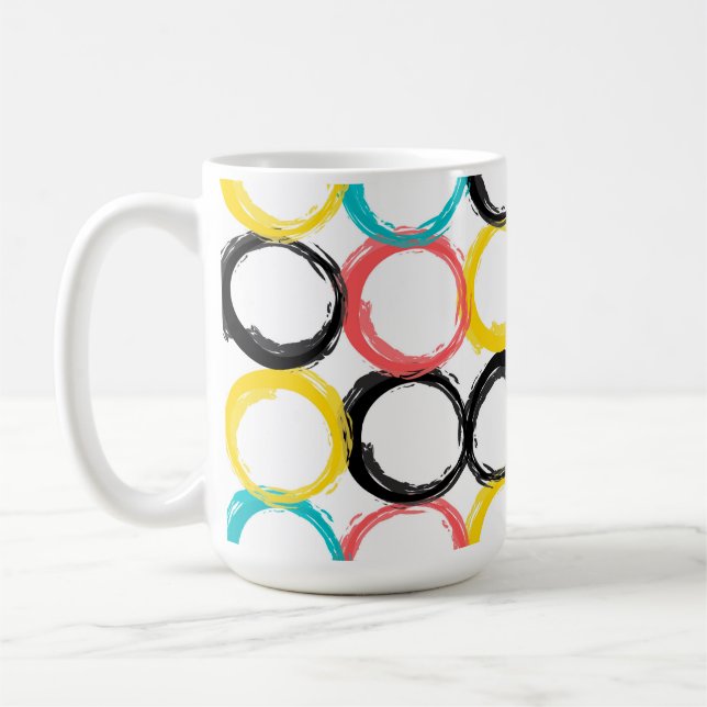 Modern, färglös, coola, unik, trendig cirklar kaffemugg (Vänster)