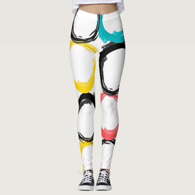 Modern, färglös, coola, unik, trendig cirklar leggings (Framsida)