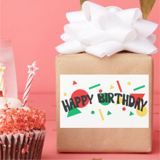 Modern färglös för barn på Grattis på födelsedagen Rektangulärt Klistermärke