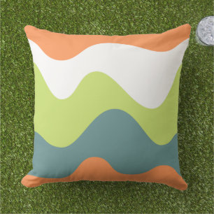 Modern färglös pastel vågar sommarblått abstrakt kudde