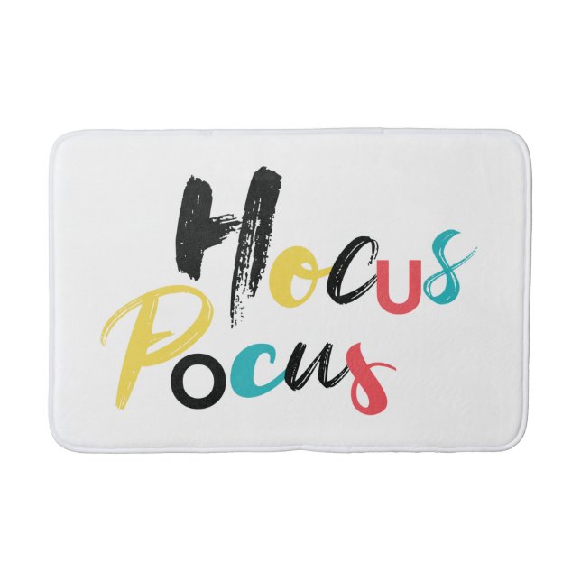 Modern, färglös, roligt, coola, trendig Hocus Pocu Badrumsmatta (Framsidan)
