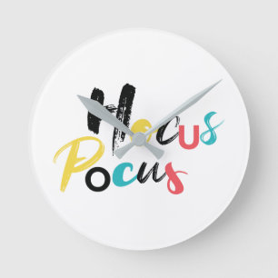 Modern, färglös, roligt, coola, trendig Hocus Pocu Rund Klocka