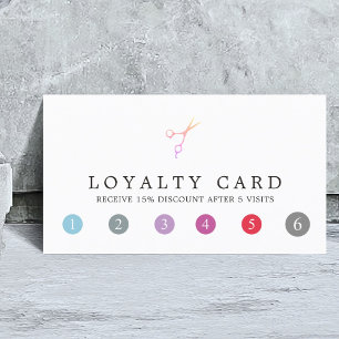 Modern färglös sax HairStylist Loyalty Lojalitetskort