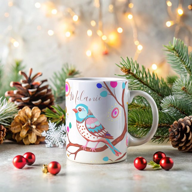 modern, färglös söt fågel kaffemugg (Skapare uppladdad)