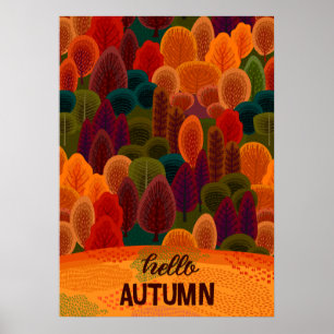 Modern färglös Träd, Hej hösten Poster