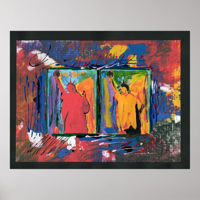 Modern färglös vattenfärg 2 Frihetsgudinnan Poster (Framsidan)