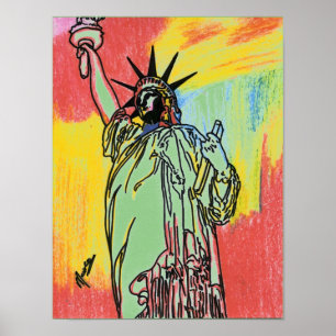 Modern färglös vattenfärg Dam Liberty Pop Art Poster