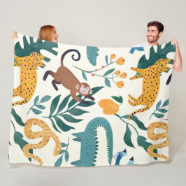 Modern färglös vild i djungeln l Blue Fleecefilt