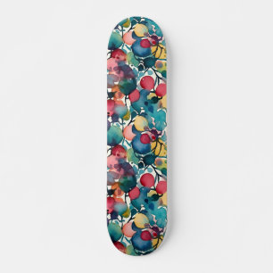 Modern Färgrik Abstrakt Akvarellmönster Mini Skateboard Bräda 18,5 Cm