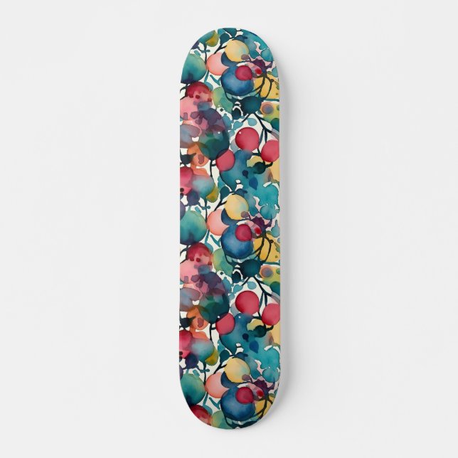 Modern Färgrik Abstrakt Akvarellmönster Mini Skateboard Bräda 18,5 Cm (Framsida)