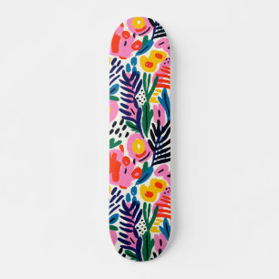 Modern Färgrik Abstrakt Blommig Mönster Mini Skateboard Bräda 18,5 Cm